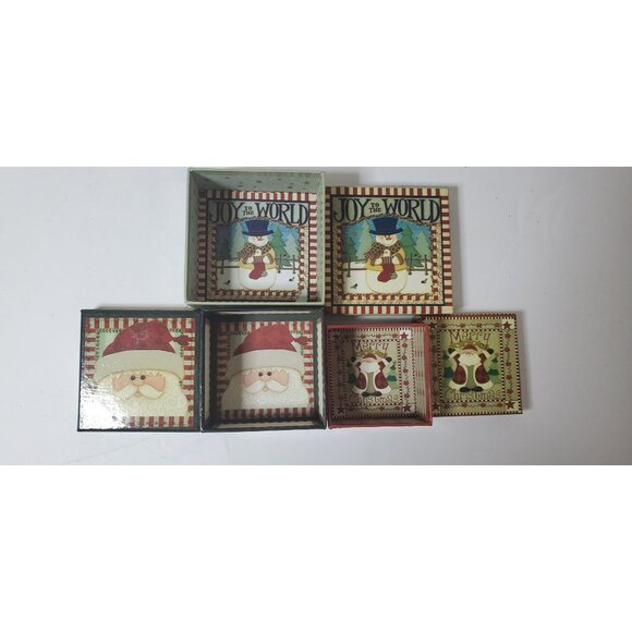 Set Of 3 Vintage Christmas Decorative Boxes With Joy To The World & Merry Christ - Picture 5 of 6